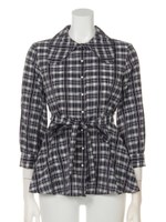 チェックフレアーブラウス/ネイビー