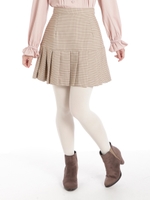 チェック柄プリーツSK/ベージュ