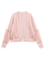 チュールレイヤードカーディガン/ピンク