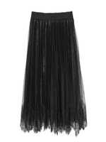 チュールレイヤードベロアプリーツスカート/ブラック