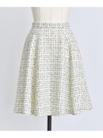 ツイードフレアスカート/白