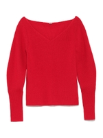 デコルテVネックニット/RED