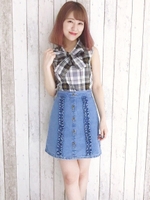 デニムフリルスカパン/ブルー