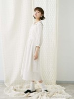 ドットスカラップロングワンピース/O.WHT