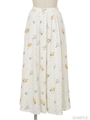 ドットフラワー刺繍スカート/オフホワイト