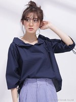 ドロストスリーブオフショルブラウス/ネイビー