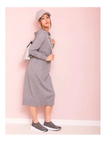 ニットパーカーマキシワンピース/GRAY