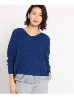 ニットプルオーバー&インナーシャツ/ネイビー(093)