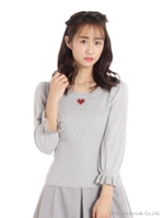 ハートくり抜きニット/グレー