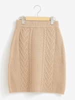 ハートケーブルミニスカート/ベージュ