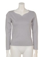 ハートネックラメニットプルオーバー/ライトグレー