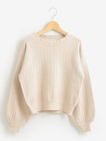 ハートパターンニット/ピンクベージュ