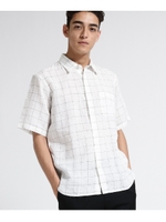 ハードマンリネン半袖シャツ/ホワイトチェック(201)