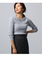 ハーフメリノビジューリブニット/グレー(012)