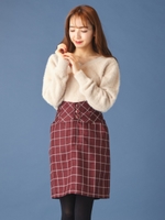 ハイウエストチェックスカート/レッド系