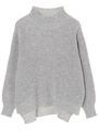 ハイネックスクエア切替えプルオーバー/杢グレー