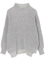 ハイネックスクエア切替えプルオーバー/杢グレー