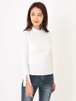 ハイネックリブトップス/WHITE