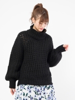 ハイネックローゲージニットTOPS/ブラック