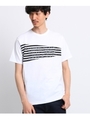 バイアス切替ボーダーTシャツ[ メンズ Tシャツ ボーダー ]/ホワイト(001)