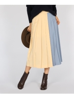 バイカラープリーツスカート/レモンイエロー(031)