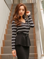 バックリボンリブニット/ミックス1