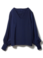 パールボタンブラウス/ブルー