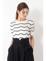 パメラ ボーダーニット/CHALK×MIDNIGHT(030)