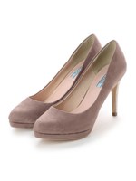 ヒールデザインストームパンプス/ベージュスエード