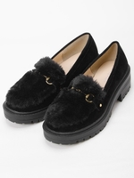 ビット付ファーローファー/ブラック