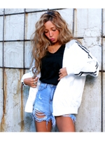 フード付ラインブルゾン/ホワイト(001)