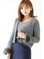ファースリーブVカーディガン/トップグレー1(021)