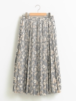 フラワーグレンチェックロングプリーツスカート/ブラック柄