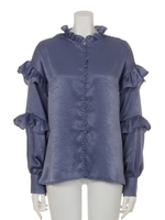 フリルカラーブラウス/blue