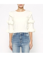 フリルスリーブニットTOP/WHT