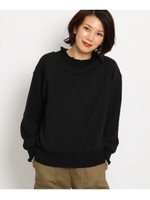 フリルネック 裏毛プルオーバー/ブラック(019)