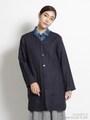 フレンチリネンワッシャー中綿ロングコート/ネイビー