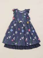 フローティングフラワープリントワンピース/チャコール