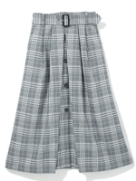 フロントボタンタックスカート/ブラック