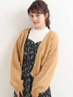 フワフワハートボタンカーディガン/ベージュ