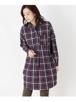 ブロックチェックシャツワンピ/ボルドー(264)