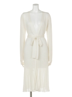 プリーツ切替ロングニットCD/オフホワイト