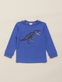 ベビーボーイズウォームテックフライス恐竜プリントTシャツ/ブルー