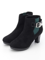 ベルティッドショートブーツ/ブラックグリーン