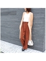 ベルト付き ハイウエストパンツ/テラコッタ