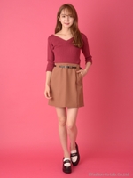 ベルト付きミニスカート/モカ