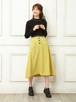 ベルト付前釦ミディ/SK/マスタード