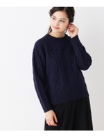 ポップコーンケーブルニット/ネイビー(093)