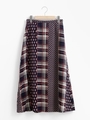 マルチパネルプリントスカート/レッド柄