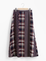 マルチパネルプリントスカート/レッド柄